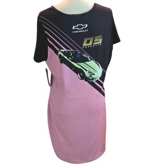 Chemistry Corvette Graphic T-Shirt Mini Dress Black & Pink Women size 1X - Picture 4 of 15